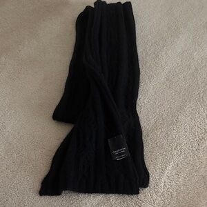 Cable & Gauge Classic Black Knit Scarf cashmere